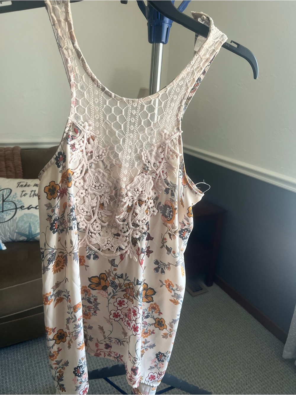 band crush Multicolor Floral Lace Scoop Neck Sleeveless Tank Top Women’s S # 435